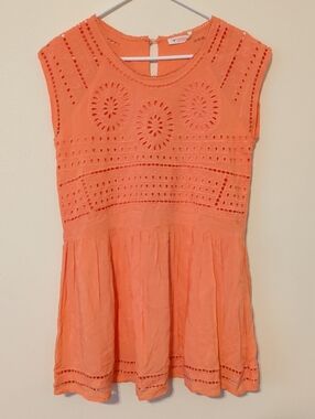 Izzy & Lola Coral Eyelet Fit-and-Flare Babydoll Dress
